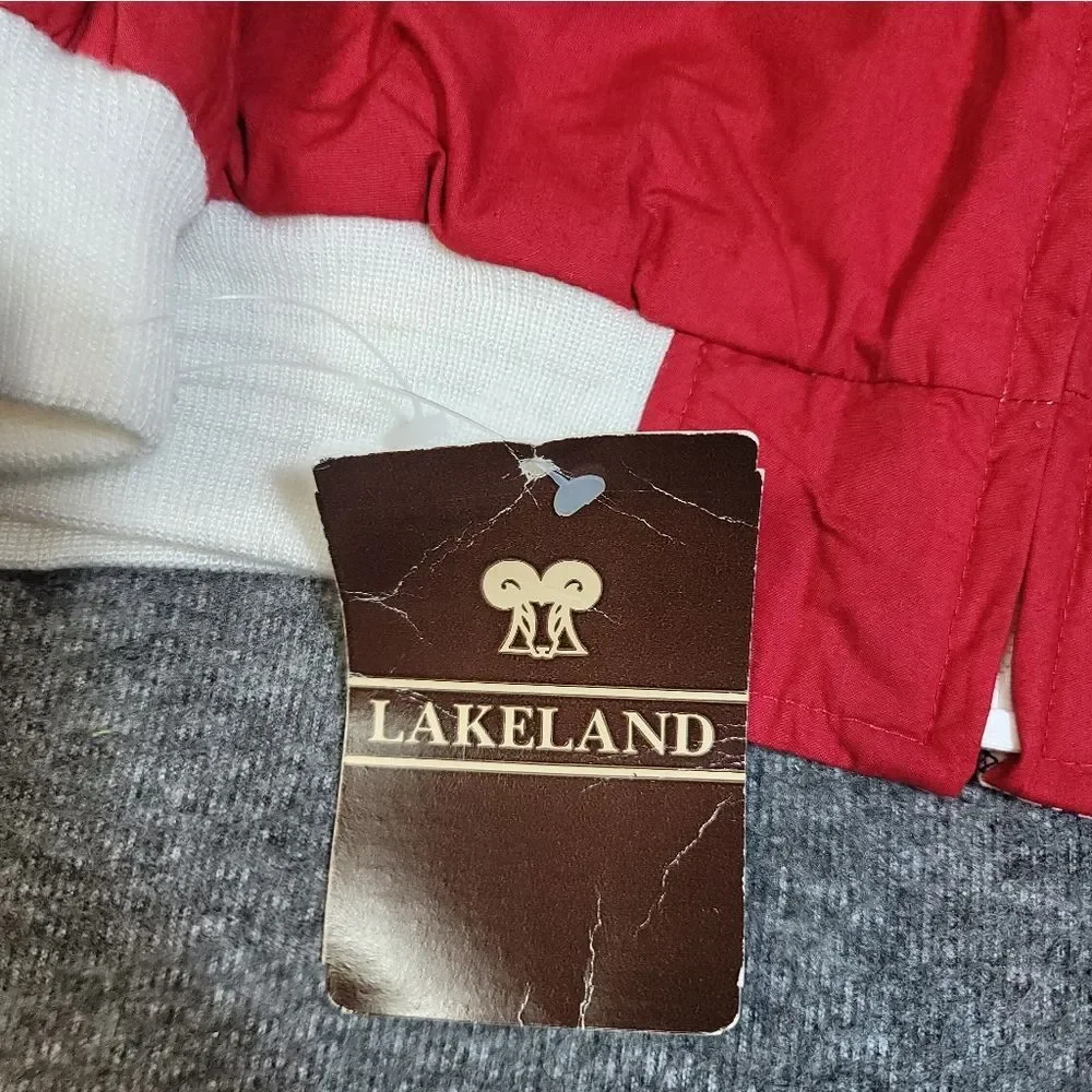 Lakeland Reversible Toile Jacket Size 46 Red / White Print Bomber NOS Vintage